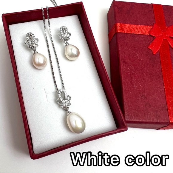 NWT 925 ST SILVER NATURAL PEARL CROWN PENDANT & EARRING JEWELRY SETS - Picture 12 of 15